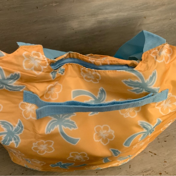 California Innovation Yellow Blue Palm Tree Hibiscus Flower Thermal Tote Bag LN - Picture 5 of 9